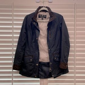 Barbour Waxed Cotton Navy Jacket Sz 4